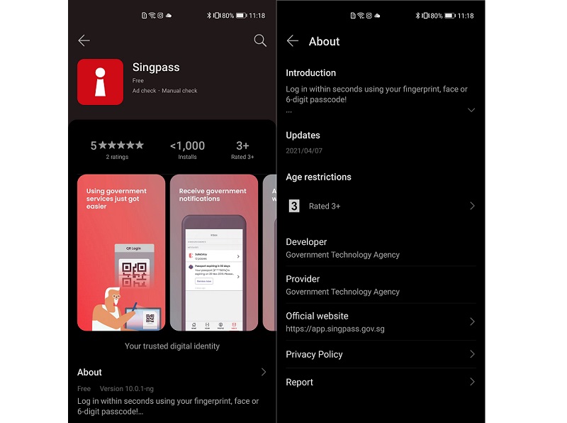 singpass huawei 1